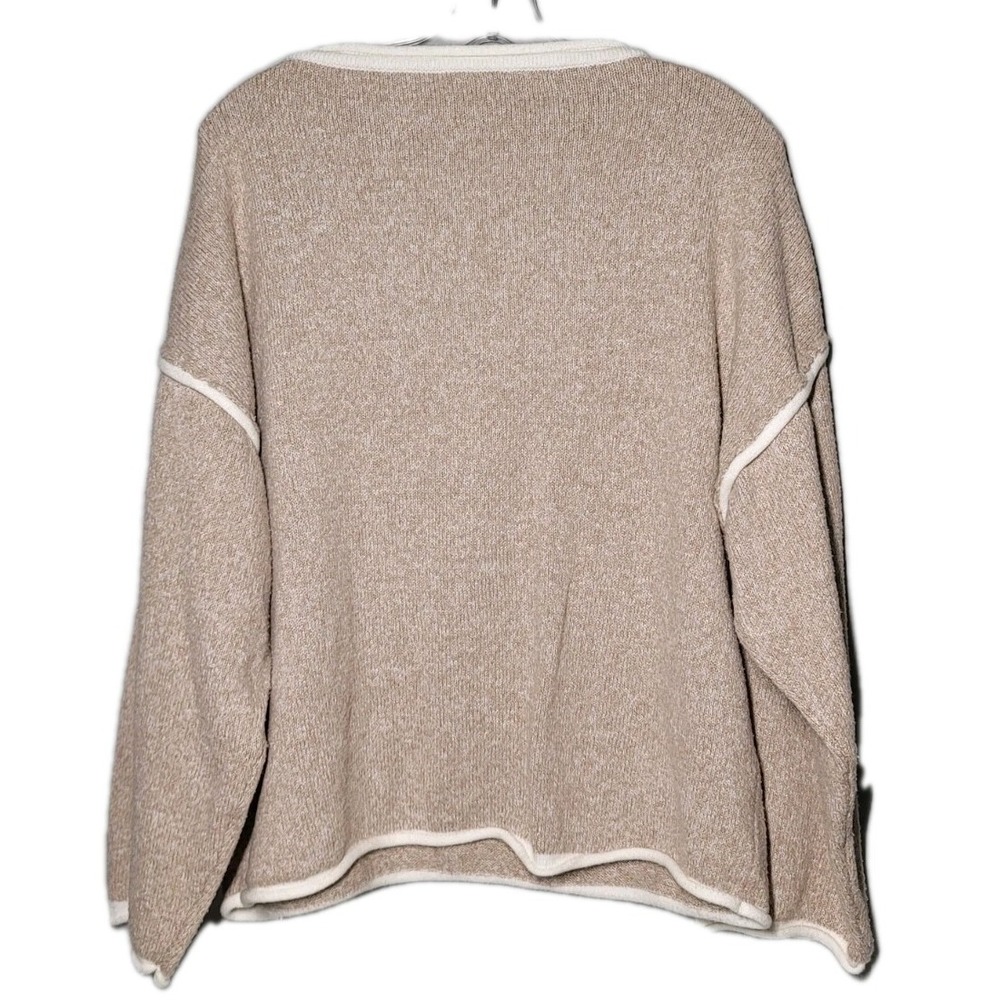 Vkeid Khaki Beige Womens Sz SM Lightweight Knit Boxy Oversized Tunic Top Sweater - Picture 2 of 6